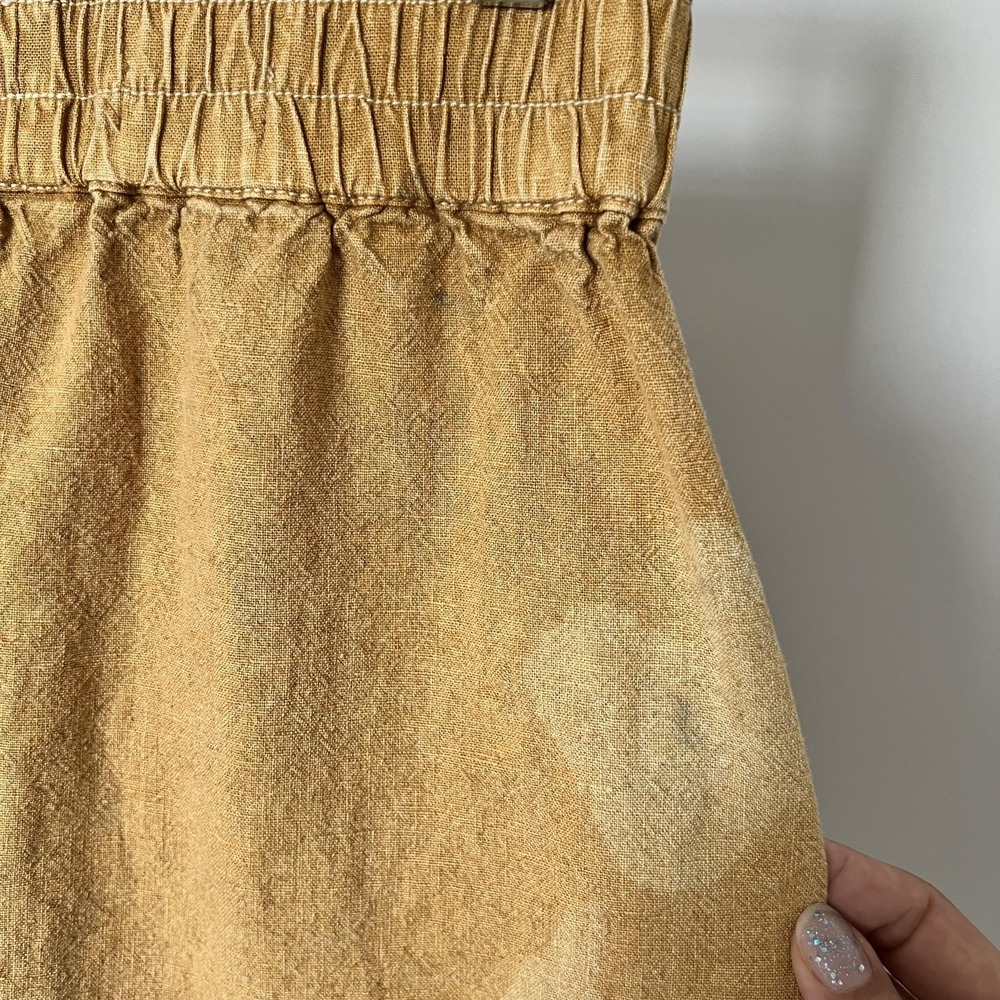 Anthropologie Pilcro Mini Skirt XS Yellow Linen‎ Tie Dye Frayed Hem Boho - Picture 5 of 11